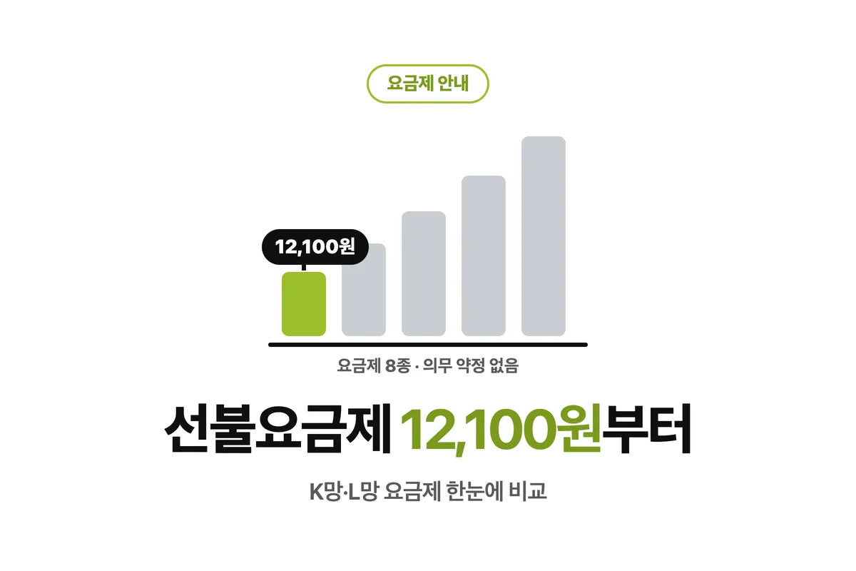 선불요금제 안내 — 12,100원부터 시작하는 요금제 8종