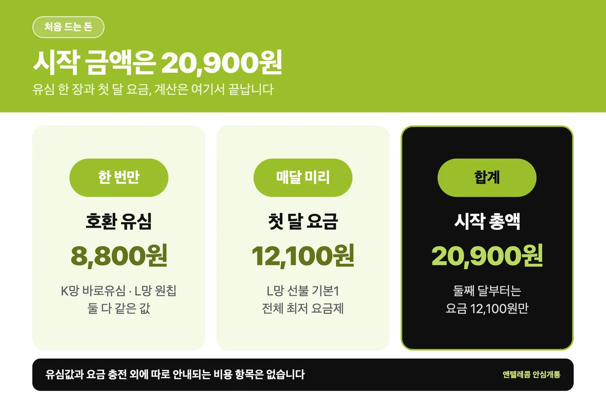 선불폰 비용 시작 총액 20,900원 분해